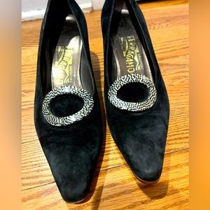 Salvatore Ferragamo Black Suede Heels